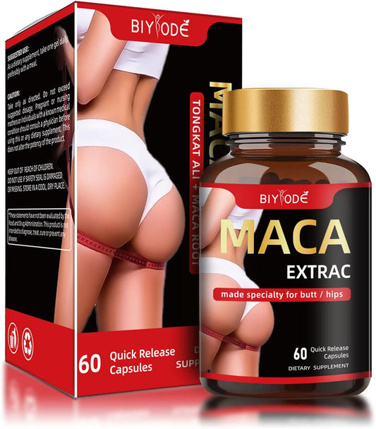 Organic Maca Root Capsules - Natural Butt Enhancement Pills for Women | Lift, Firm & Curve Buttocks | 60 Capsules-Shop