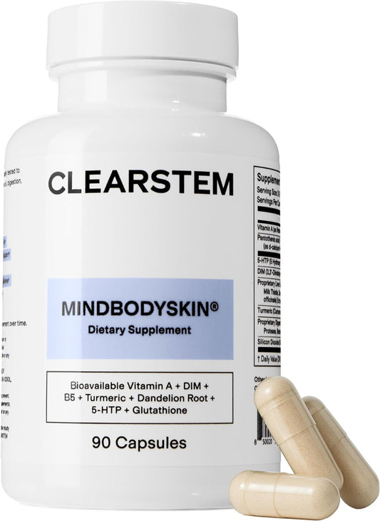 CLEARSTEM -  Hormonal Acne Supplement (5-HTP) - Natural DIM Supplement - Skin Care Vitamins - Hormone Balance, Antioxidants - Gluten Free, Cruelty Free - 30 Servings, 90 Capsules-Shop