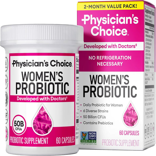 Physician's Choice Probiotics - PH Balance, Digestive, UT, & Feminine Health - 50 Billion CFU - 6 Unique Strains for Women - Organic Prebiotics, Cranberry Extract+ - Probiotic - 60 CT-Shop