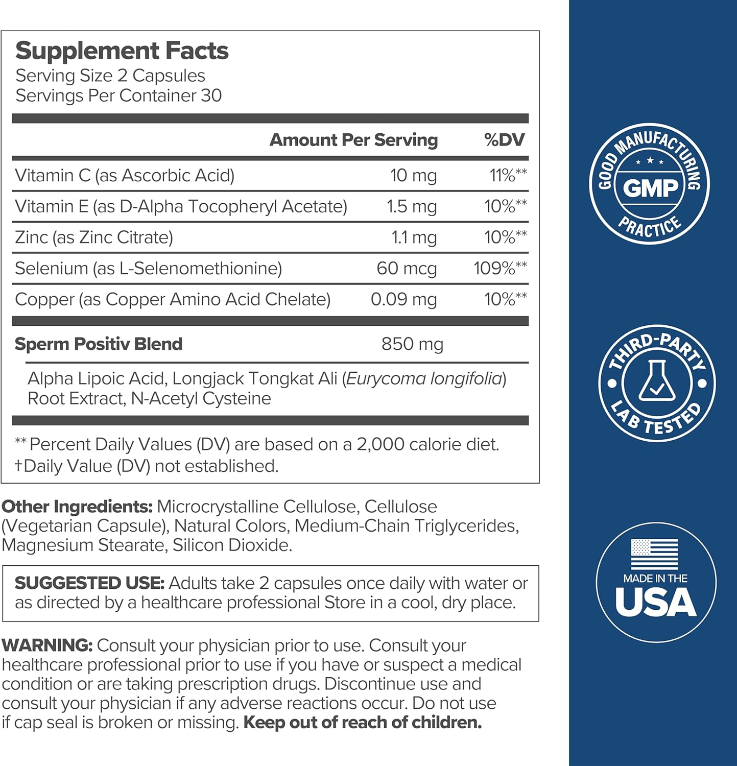 Sperm Health Capsules for Men - OBGYN-Formulated for Improved Sperm Count & Motility 60 Count (Pack of 1)-Shop