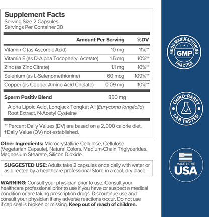 Sperm Health Capsules for Men - OBGYN-Formulated for Improved Sperm Count & Motility 60 Count (Pack of 1)-Shop