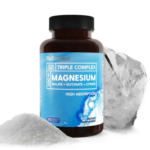 Triple Magnesium Complex 300mg|High Absorption Chelated Formula | Vegan, Non-GMO, Gluten-Free | 90 Capsules-Shop