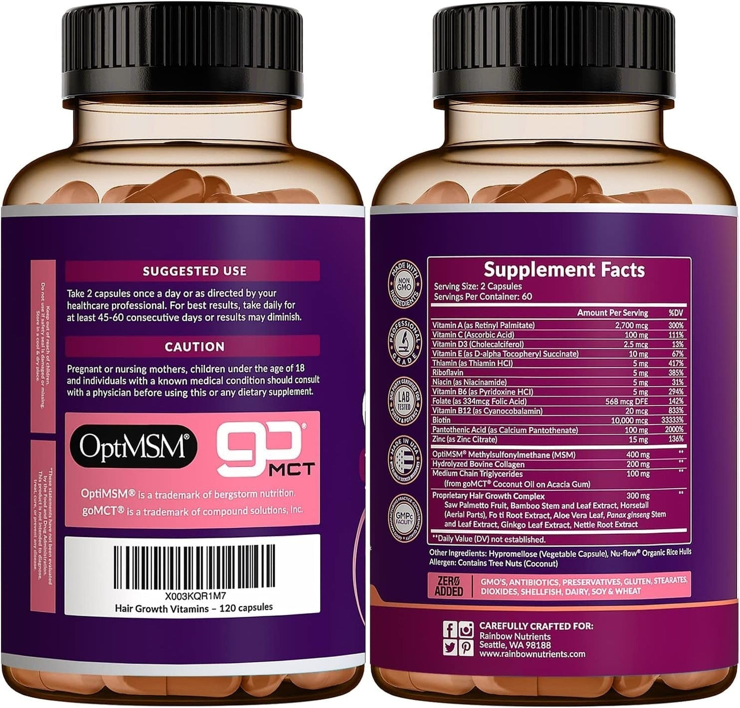 Hair Growth Vitamins for Women | Biotin 10,000Mcg, Collagen, Patented Optimsm®-Shop