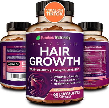 Hair Growth Vitamins for Women | Biotin 10,000Mcg, Collagen, Patented Optimsm®-Shop