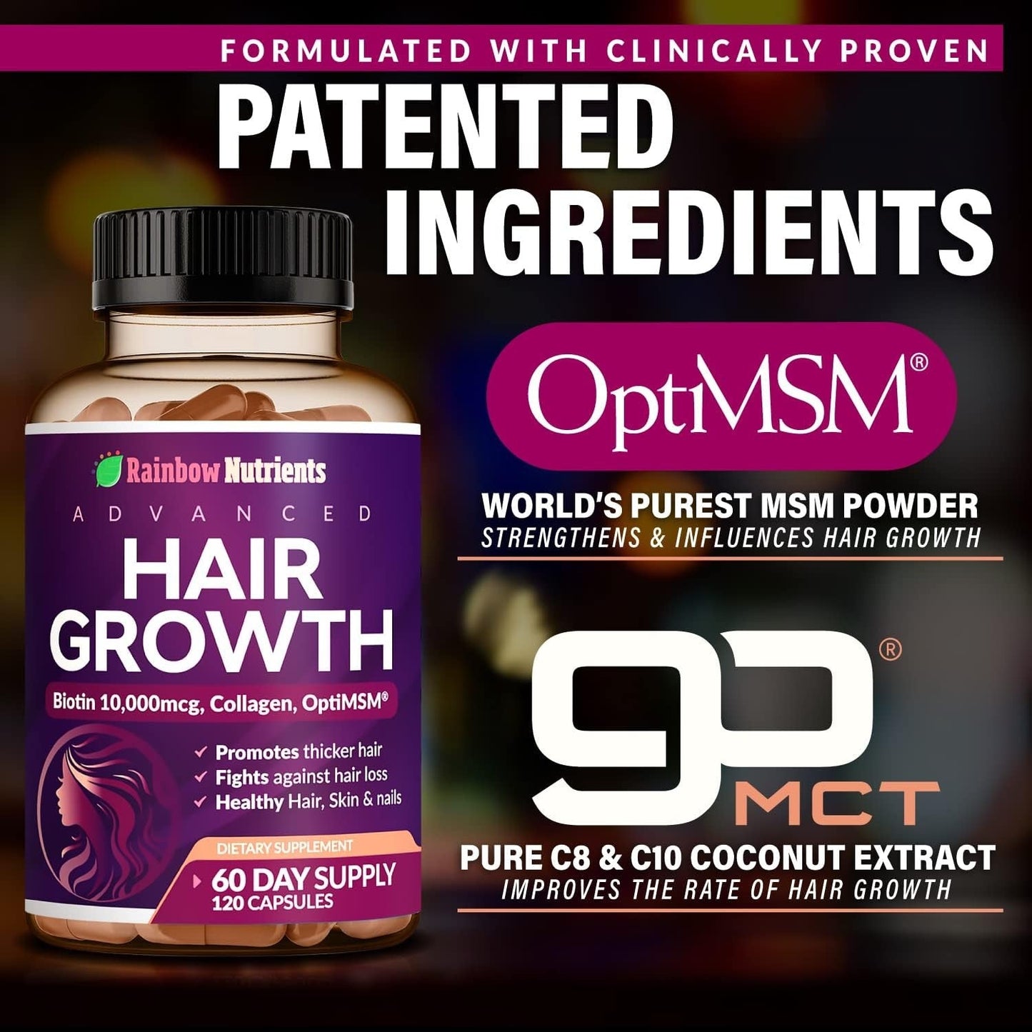Hair Growth Vitamins for Women | Biotin 10,000Mcg, Collagen, Patented Optimsm®-Shop