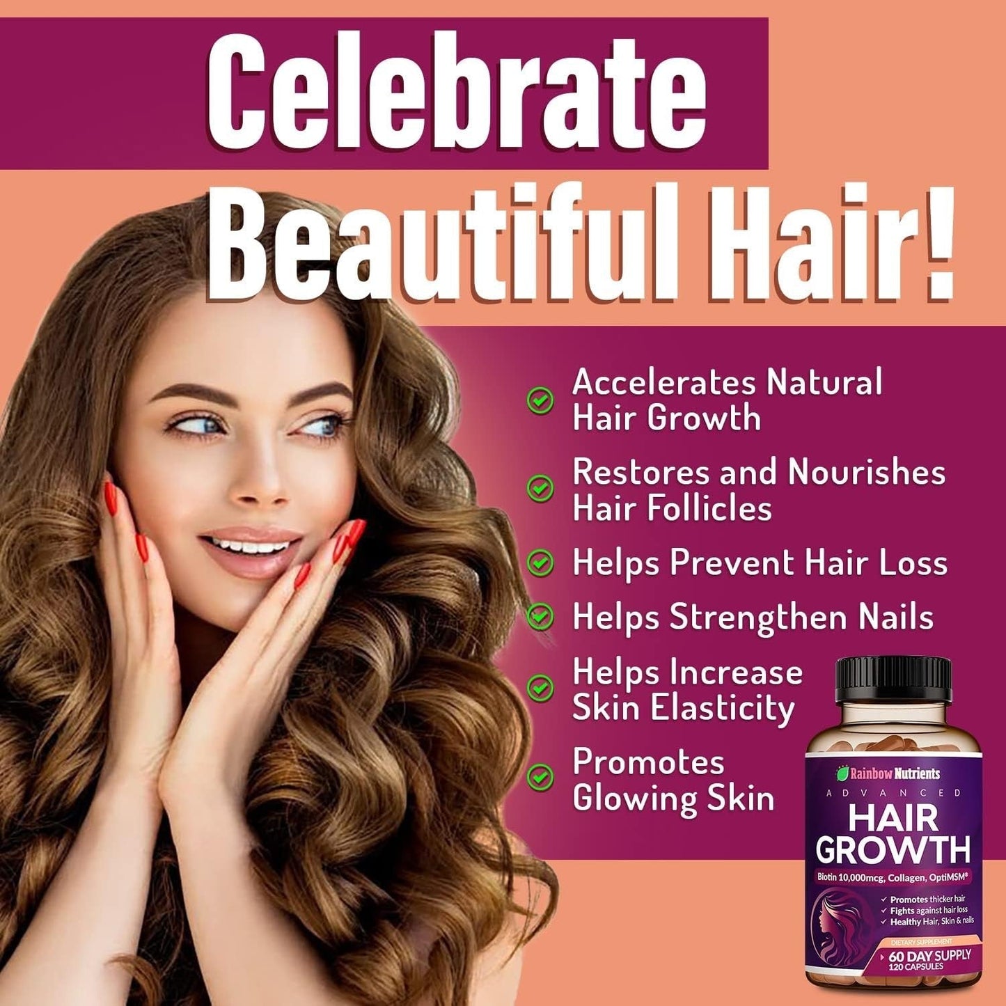 Hair Growth Vitamins for Women | Biotin 10,000Mcg, Collagen, Patented Optimsm®-Shop